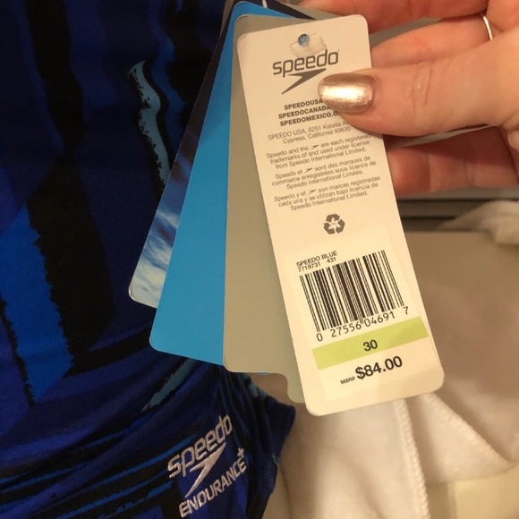 Speedo Endurance+ blue angles freeback swimsuit one piece - Picture 4 of 12